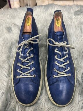 Blackstone Blue Leather Low-Top Lace-Up Sneakers